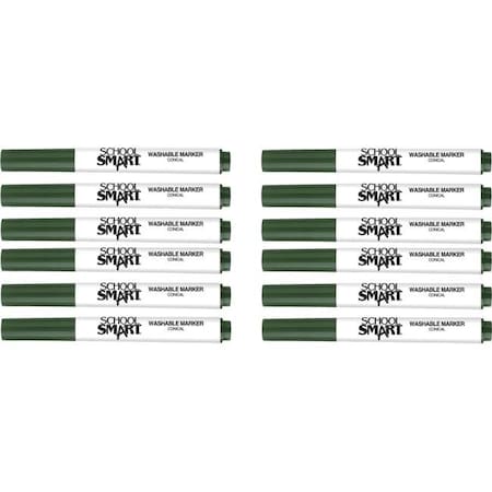 School Smart School Smart 2002985 Conical Tip Washable Art Markers; Green - Pack of 12 2002985